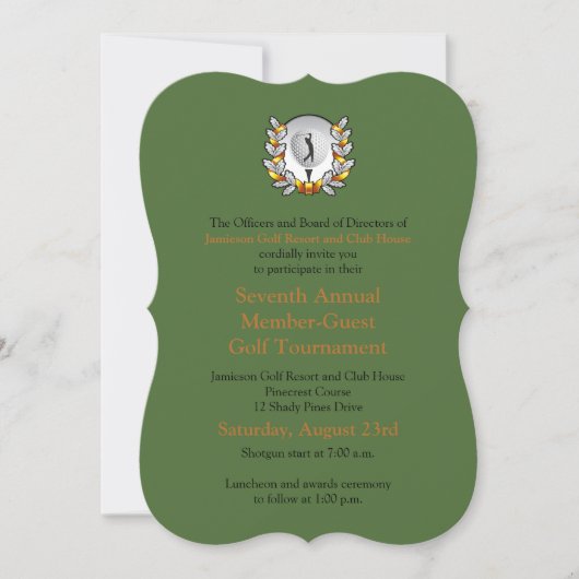Gold Black Corporate Golf Tournament Invitation Kaart (Voorkant)