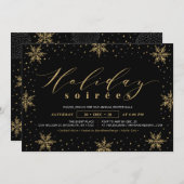 Gold & Black Corporate Holiday Soiree Party Kaart (Voorkant / Achterkant)