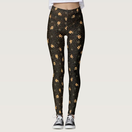 Gold Black Cover Pattern-Leggings Leggings (Voorkant)