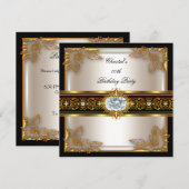 Gold Black Cream Elite Elegant Birthday Party Kaart (Voorkant / Achterkant)