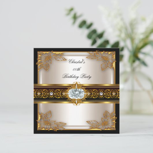 Gold Black Cream Elite Elegant Birthday Party Kaart (Staand voorkant)