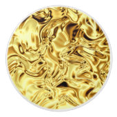 Gold Black Crinkle  Keramische Knop (Voorkant)