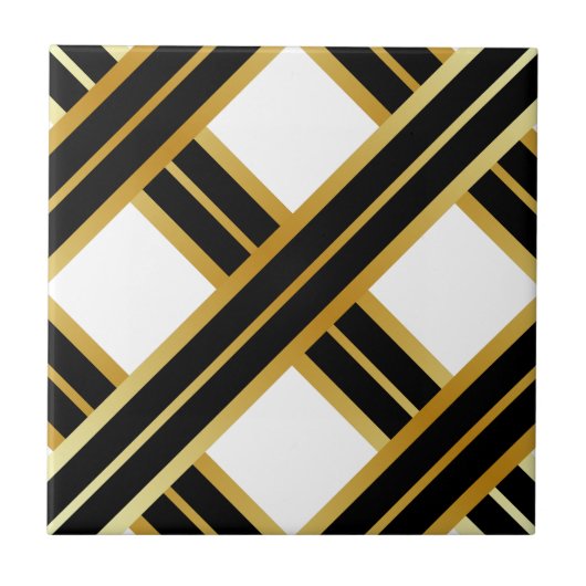 Gold Black Crist Cross Pattern Tegeltje (Voorkant)