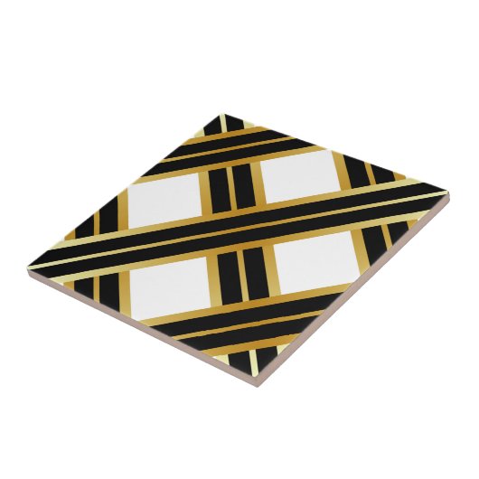 Gold Black Crist Cross Pattern Tegeltje (Zijkant)