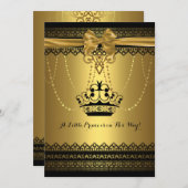 Gold & Black Crown Baby shower Kaart (Voorkant / Achterkant)