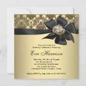 Gold Black Damask 50ste verjaardagsfeestje Kaart (Achterkant)