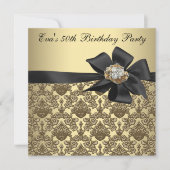 Gold Black Damask 50ste verjaardagsfeestje Kaart (Voorkant)
