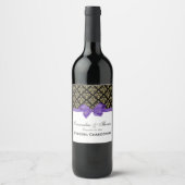  Gold Black Damask Amethyst Paars Wijn Etiket (Voorkant)