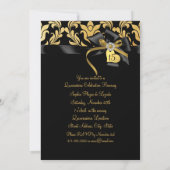 Gold Black Damask Bow Foto Quinceanera Invite Kaart (Achterkant)