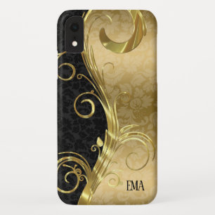 Gold Black Damask Gold Swirls Case-Mate iPhone Case