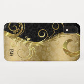 Gold Black Damask Gold Swirls Case-Mate iPhone Case (Achterkant (horizontaal))