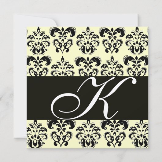 GOLD & BLACK DAMASK MONOGRAM, wit Kaart (Voorkant)