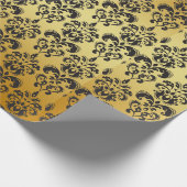 Gold Black  Damask Patroon 2 Cadeaupapier (Hoek)