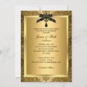 Gold Black Damask Photo 50e Jubileum Invite Kaart (Achterkant)