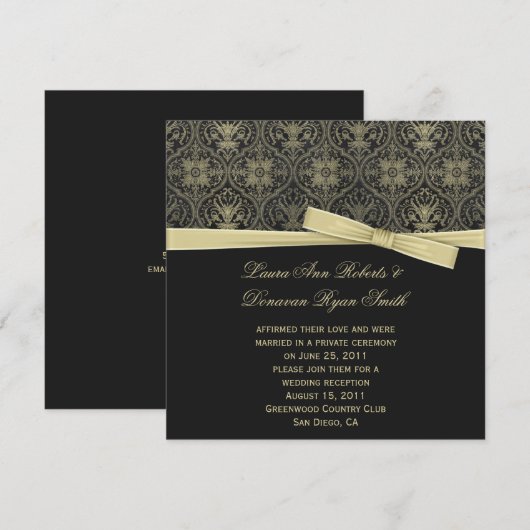 Gold Black Damask Post Wedd Kaart (Voorkant / Achterkant)