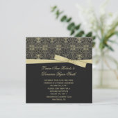  Gold Black Damask Post Wedd Kaart (Staand voorkant)