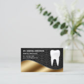 Gold Black Damask Tooth Dental Clinic Dentist Visitekaartje (Staand voorkant)