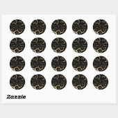 Gold Black Damask Uitnodigingen Ronde Sticker (Vel)