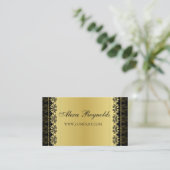 Gold Black Damask Visitekaartje (Staand voorkant)