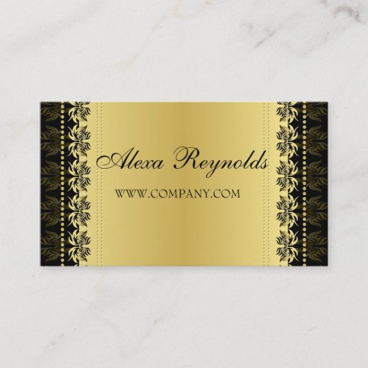 Gold Black Damask Visitekaartje (Voorkant)