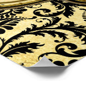 Gold & Black Damask Wedding Seating Chart Poster (Hoek)