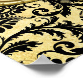 Gold & Black Damask Wedding Seating Chart Poster (Hoek)
