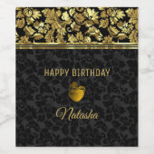 Gold & Black Damask Wijn Etiket (Enkel label)