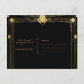 Gold Black Deco Gatsby Roaring 20's Save the Date Aankondigingskaart (Achterkant)