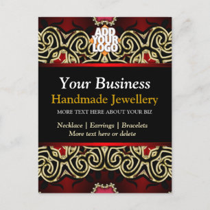 Gold+Black Decorative Jewelry Business Postcard Briefkaart
