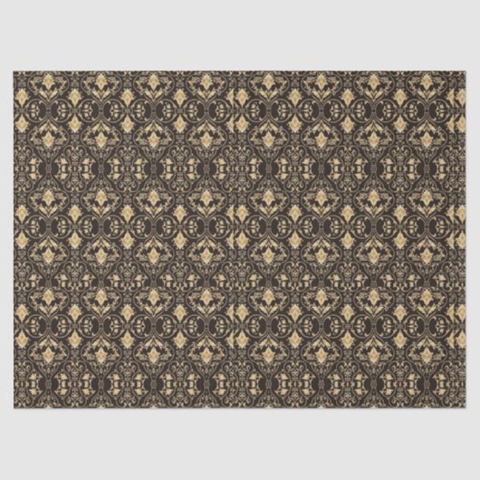 Gold Black Demask Gothic Lace Pattern 2 Decoupage Tissuepapier (Voorkant)