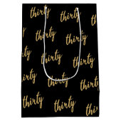 Gold Black "Derty" 30-jarige feestdag Glitter Medium Cadeauzakje (Achterkant)