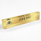 Gold-Black Desk-naamplaat met monogram Naambordje