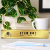 Gold-Black Desk-naamplaat met monogram Naambordje