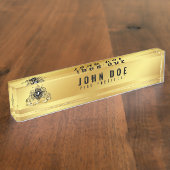 Gold-Black Desk-naamplaat met monogram Naambordje (Zijkant)