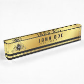 Gold-Black Desk-naamplaat met monogram Naambordje