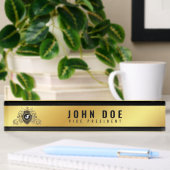 Gold-Black Desk-naamplaat met monogram Naambordje