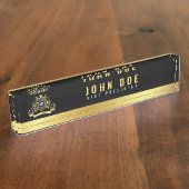 Gold-Black Desk-naamplaat met monogram Naambordje (Zijkant)