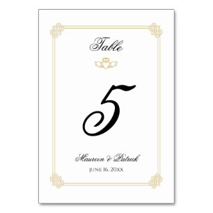 Gold & Black Destination Ireland Table Number Kaart