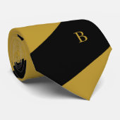 Gold Black Diagonal Stripes Monogram Stropdas (Opgerold)