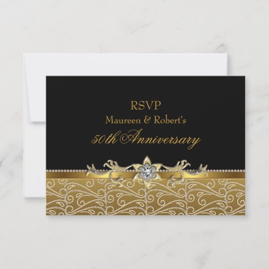 Gold & Black Diamond 50e Jubileum RSVP (Voorkant)