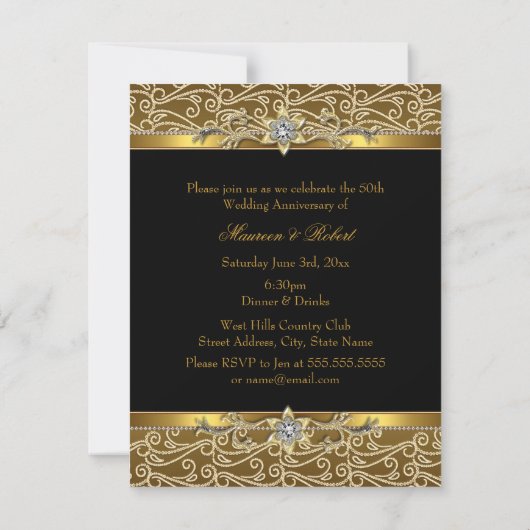 Gold Black Diamond, 50e Jubileum uitnodiging (Achterkant)