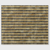 Gold Black Diamond Pattern Cadeaupapier (Vlak)