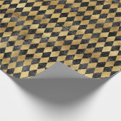 Gold Black Diamond Pattern Cadeaupapier (Hoek)