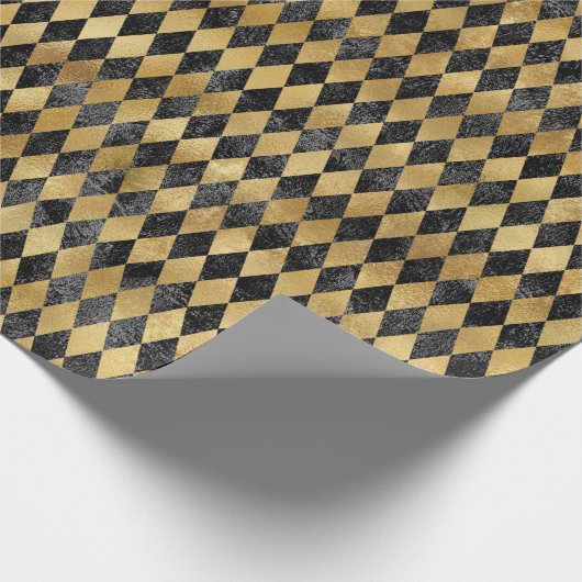 Gold Black Diamond Pattern  Cadeaupapier (Hoek)