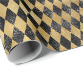 Gold Black Diamond Pattern Cadeaupapier (Rol Hoek)
