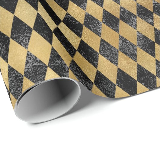 Gold Black Diamond Pattern  Cadeaupapier (Rol Hoek)