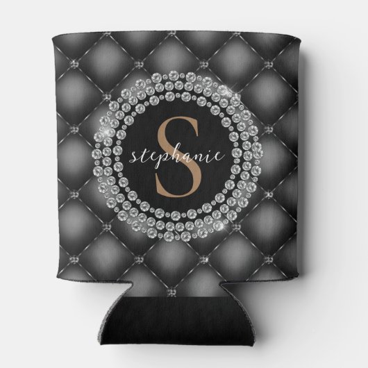 Gold Black Diamonds - monogram afgetufte luxe brui Blikjeskoeler (Achterkant)