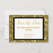 GOLD BLACK DISCO PARTY BEWAAKT DE DATUM Wit Aankondiging (Voorkant)