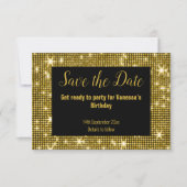 GOLD BLACK DISCO PARTY BEWAART DE DATUM ZWART AANKONDIGING (Voorkant)