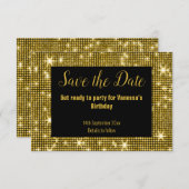 GOLD BLACK DISCO PARTY BEWAART DE DATUM ZWART AANKONDIGING (Voorkant / Achterkant)